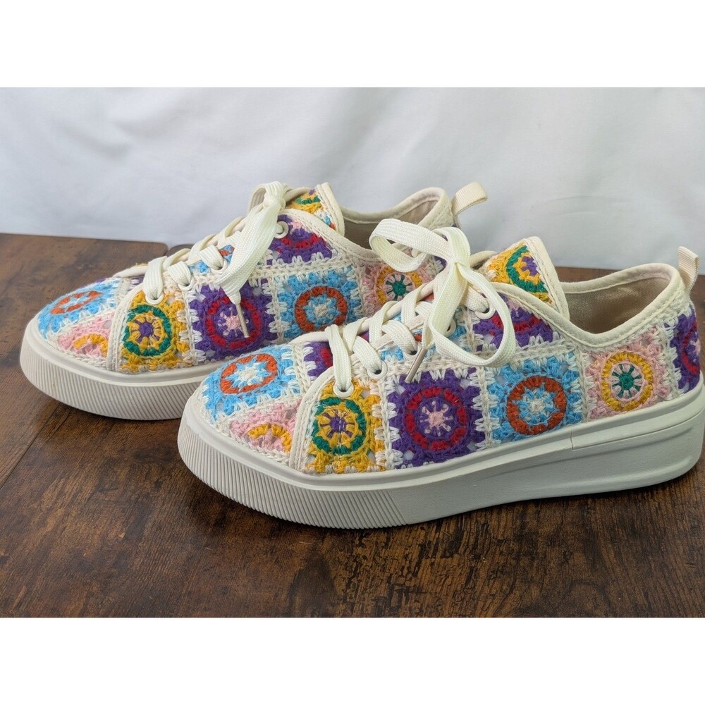 Mata Crochet Platform Sneakers Womens Size 8 Multicolor Boho...